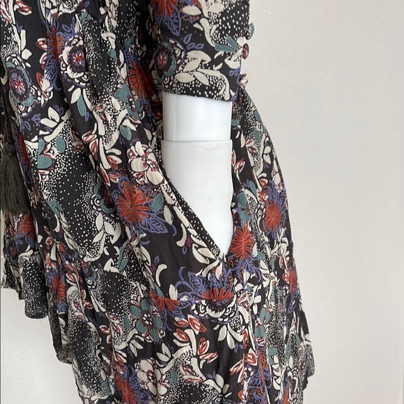 Free People Black Graphic Long Sleeve Mini Dress - Picture 13 of 16